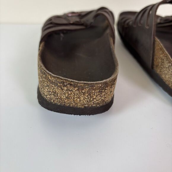 Birkenstock Granada Sandals Brown Leather Cork Footbed Well Worn Distressed ~40 - Picture 11 of 16